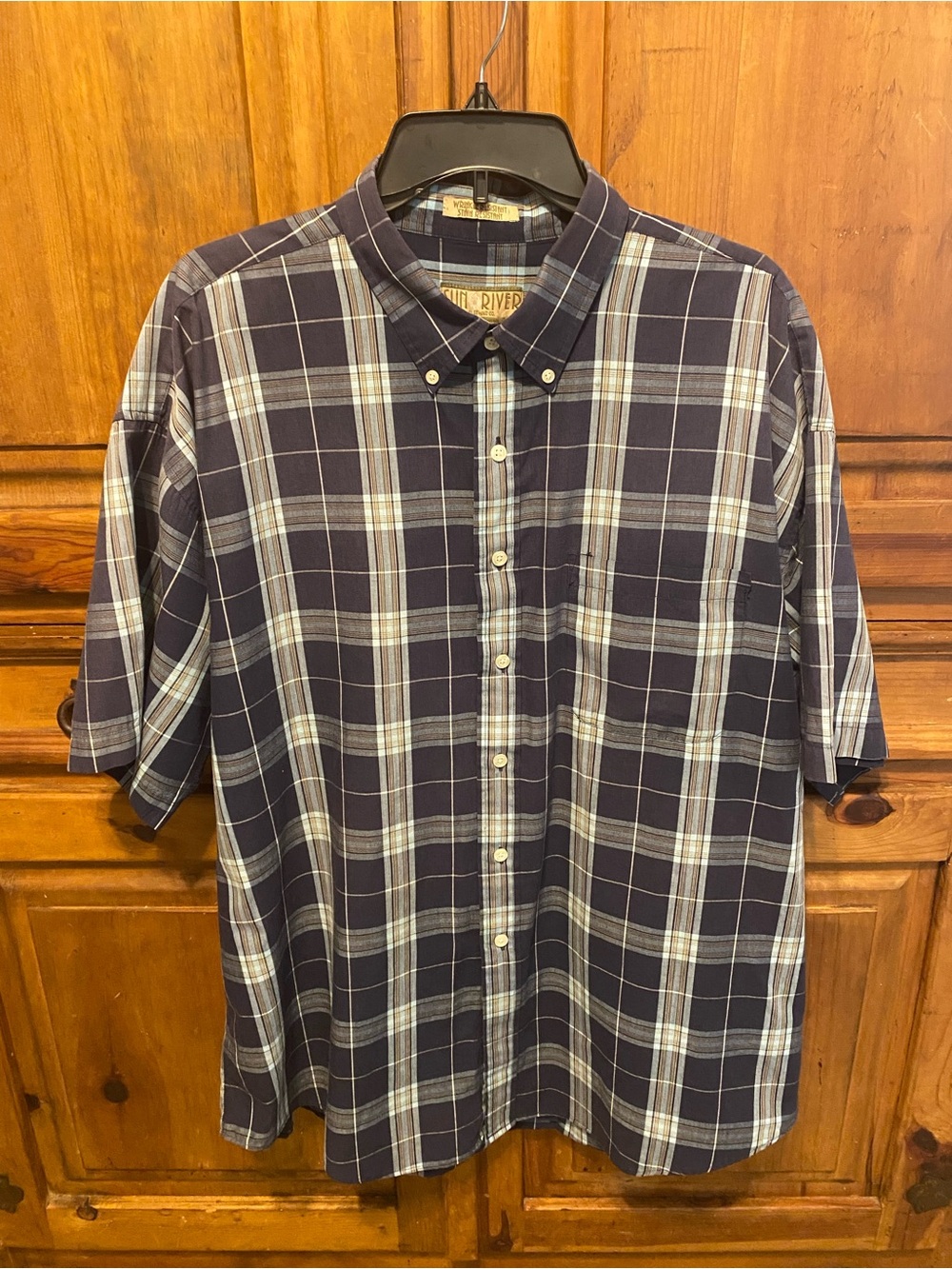 Sun River Mens XL Plaid Button Down Shirt Gorpcore Western Cowboy Short Sleeve